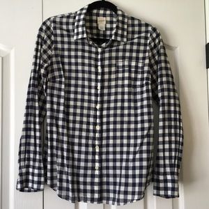 J. Crew Navy Gingham Cotton Shirt